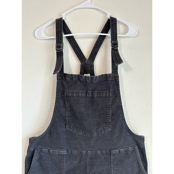 Aerie Werk & Play Corduroy Overalls Smoked Gray Cuffed Straight Leg Size Large - Picture 4 of 13